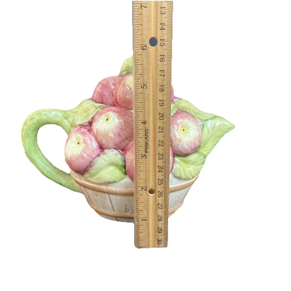 Italian Ceramic Apple Basket Teapot 6